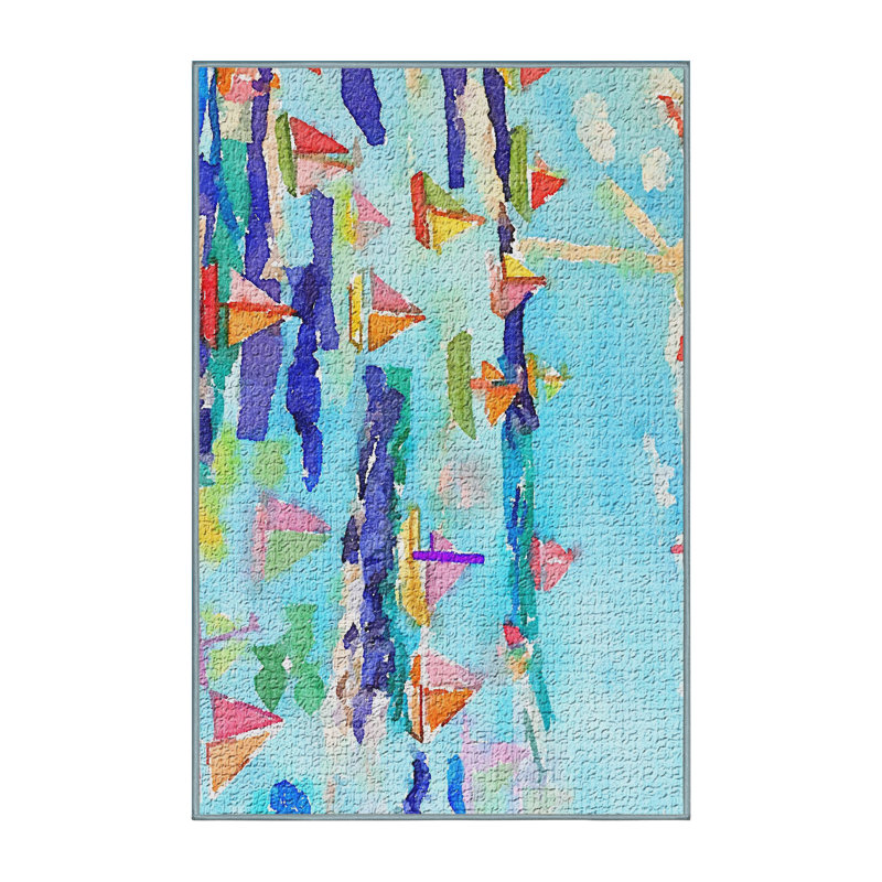 Tapis bleu aquarelle, Rectangle 4 pi x 6 pi
