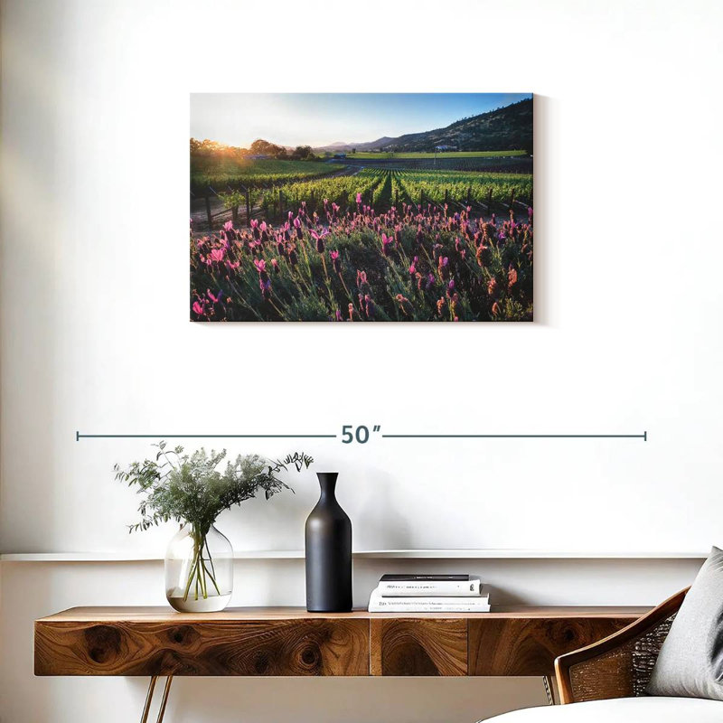 Alvord Napa Valley, vignes et fleurs, H 20 po x l 30 po