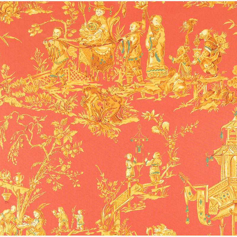Chinois Fabric, Coral