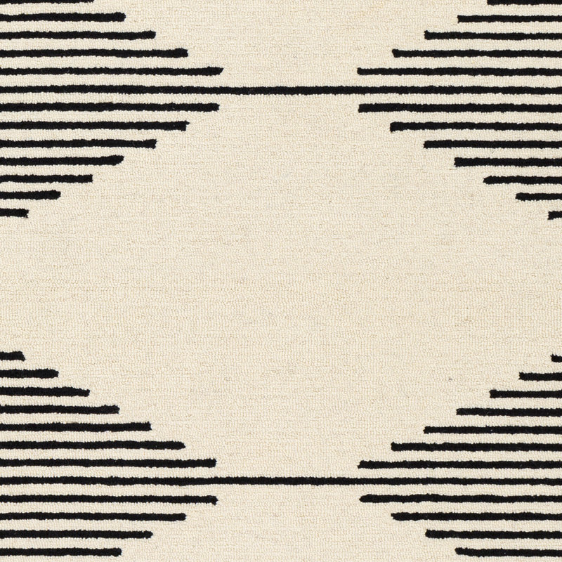 Tapis ivoire / noir en laine touffetée à la main Mueller, Rond 6 pi