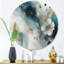 «Blue and Gold Exploration Floral Forms II», art mural rond floral abstrait en métal-88627934