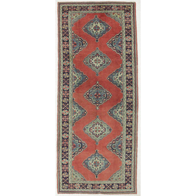 One-of-a-Kind 5'2" X 12'8" Runner Wool Area Rug in Red/Light Blue/Blue/White
