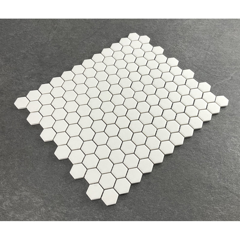 Carreau de mosaïque de mur et de plancher en porcelaine non émaillée 1 po x 1 po, Blanc
