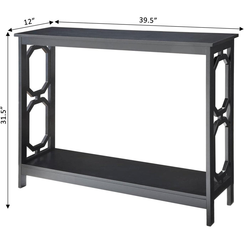 Omega Glossy Black 40" Console Table with Storage Shelf