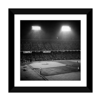" 1947 Baseball Night Game Under The Lights Players Standing For National Anthem Ebbets Field Brooklyn New York USA " by Vintage Images