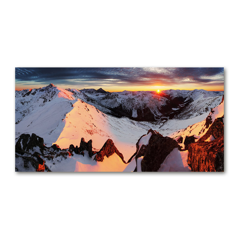 Mountains In The Winter - No Frame Print on Glass, Canvas, 50cm H x 100cm W x 2cm D