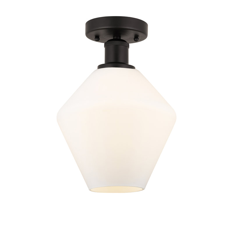 Amylea Glass Semi Flush Mount, Matte Black, Cased Matte White, 11.25"H x 8"W x 8"D