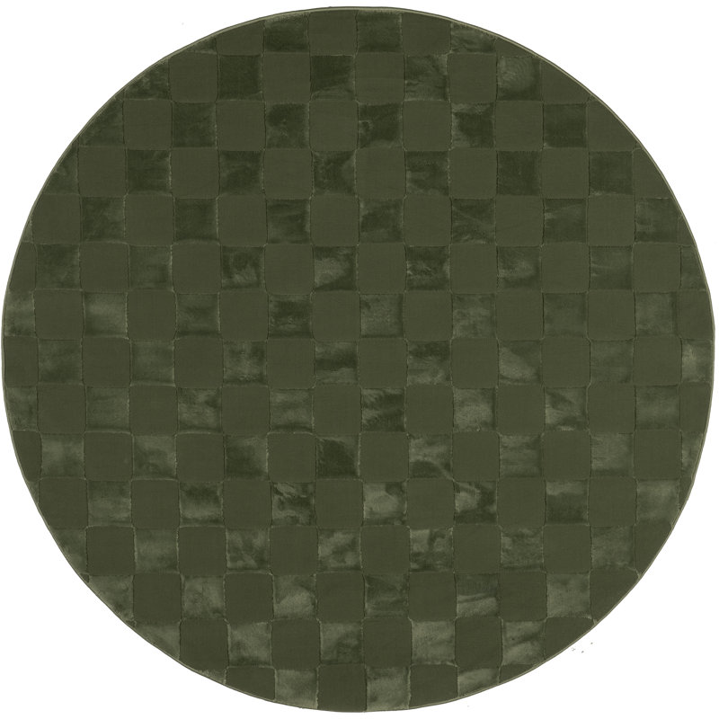 Alaiya Checkered Machine Washable Area Rug, Round 6'