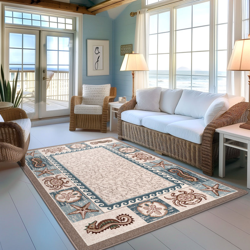 Tapis de plage Lockridge Sea Life, Rectangle 3 pi 10 po x 5 pi 4 po