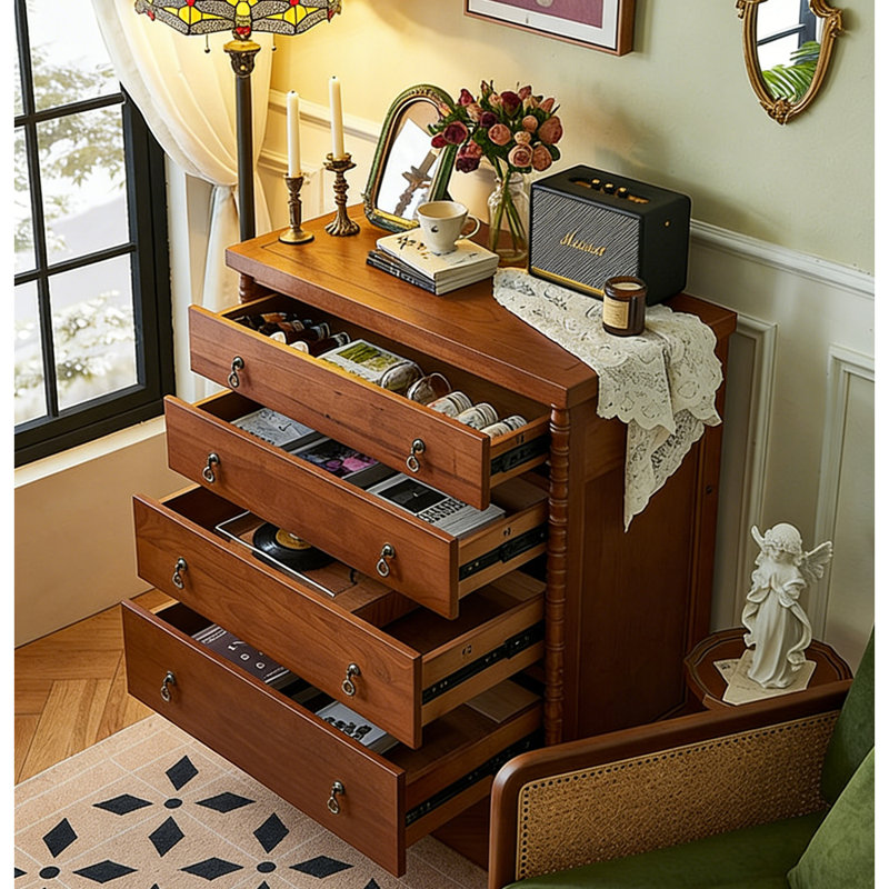 Commode d'appoint de style rétro français, Brun