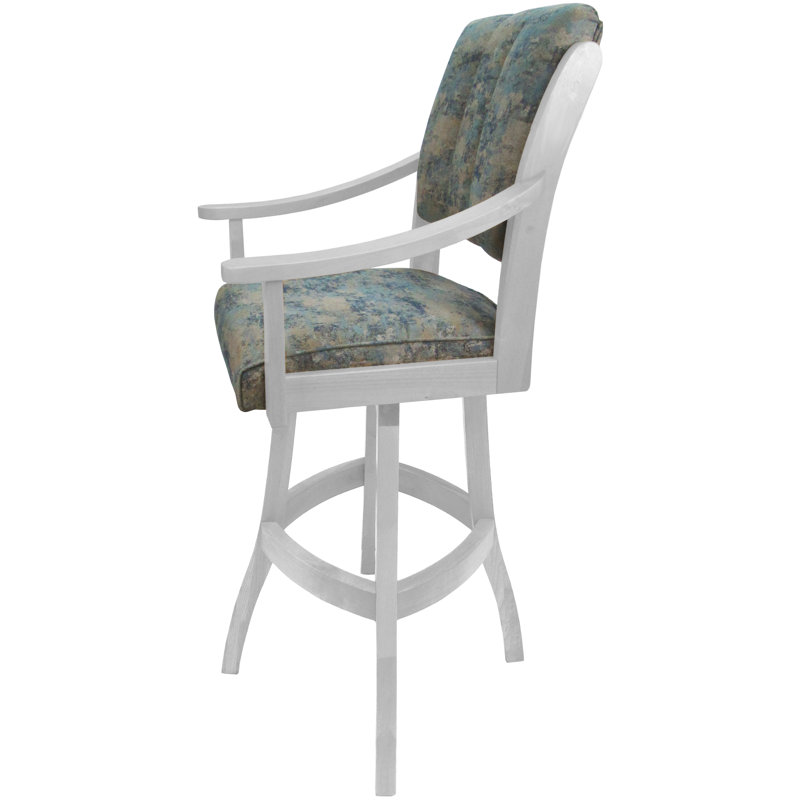 Tabouret pivotant Raashida, Polyester bleu / cadre blanc