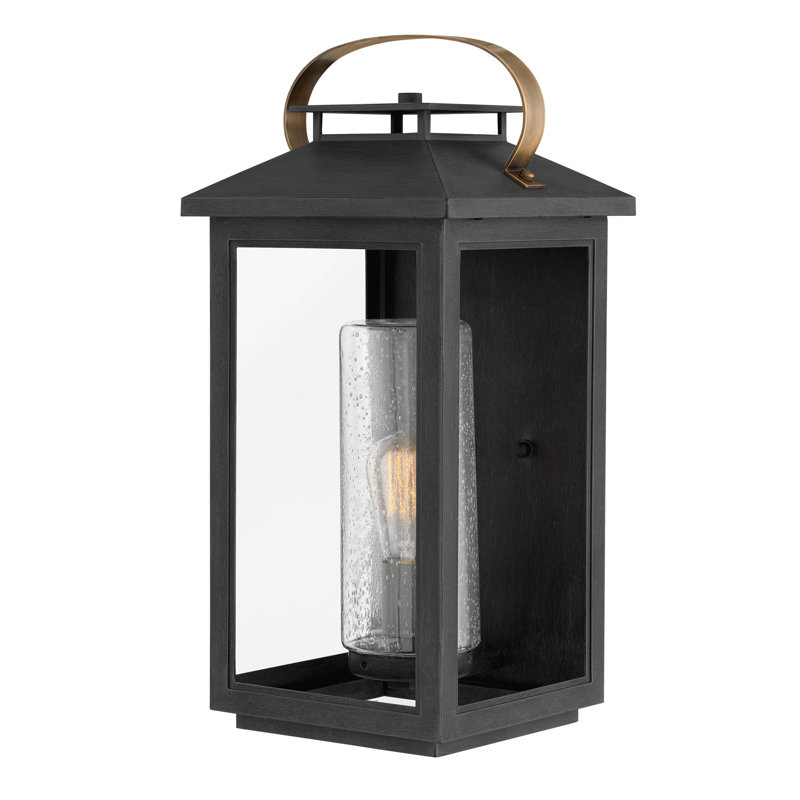 Atwater Outdoor Wall Lantern, 14" H x 6.5" W x 7" D, Black, Black