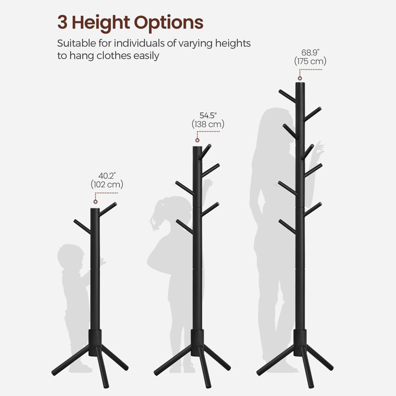 Freestanding solid wood tree-shaped coat rack, Black