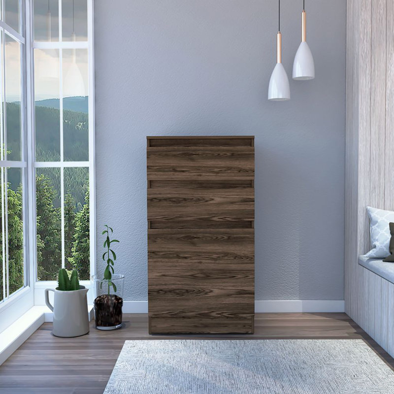 Commode Asturias, boîte à bijoux, finition noyer foncé, Noyer