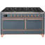 ILVE UM15FDQNS3BKCLP Majestic II 60 inch Dual Fuel Range with 9 Burners, Griddle (Liquid Propane, Solid Door, Glossy Black, Chrome)-1666292719-1666292730