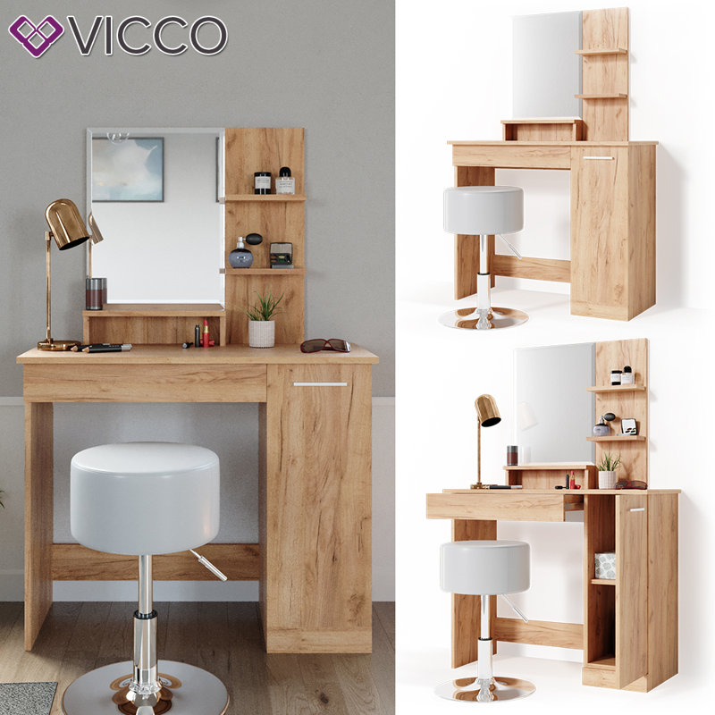 Algarin Dressing Table with Mirror, Brown