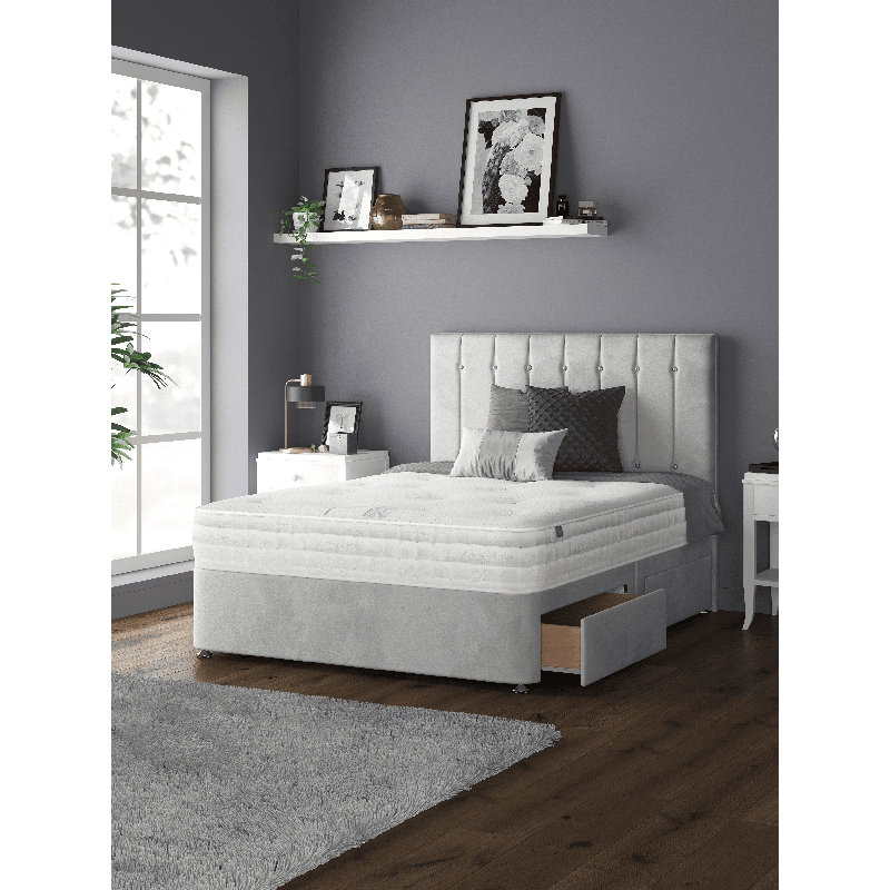 New Fairfield Divan Bed Base, Single (3'), Silver, 2 Right Drawers
