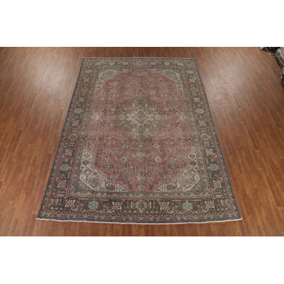 Distressed Pink Geometric Traditional Area Rug 9x13