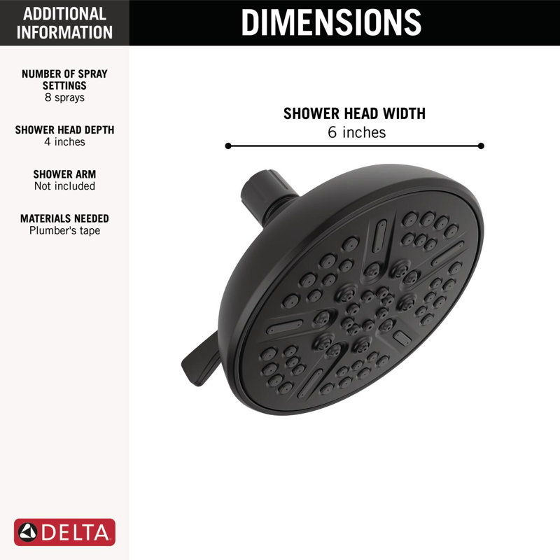 Standard Adjustable Shower Head, Matte Black