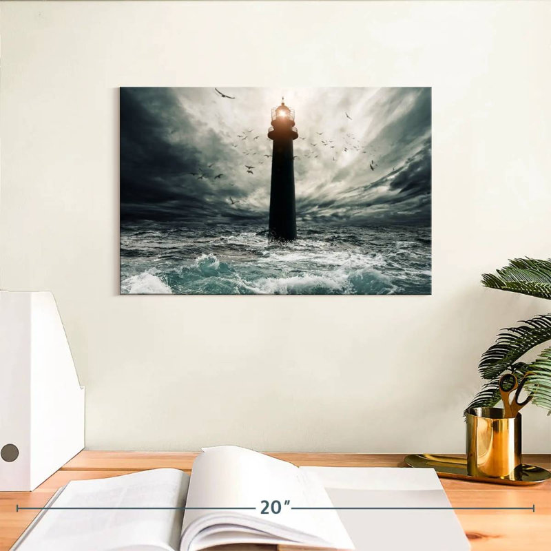 Lighthouse in the storm Aletra, H 8 po x l 12 po