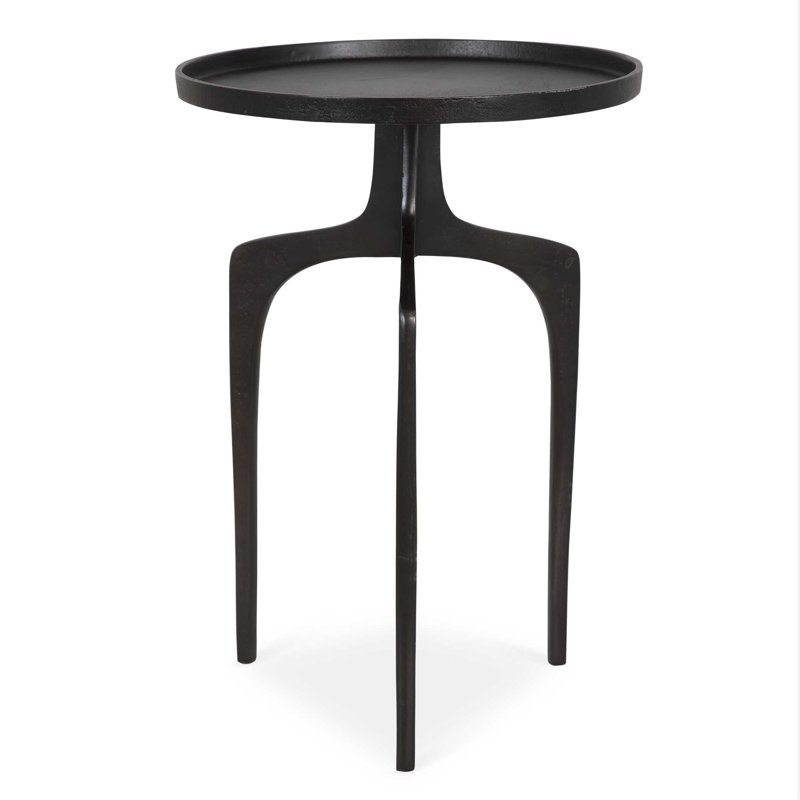Leslie Cast Aluminum Tray Top End Table, Black