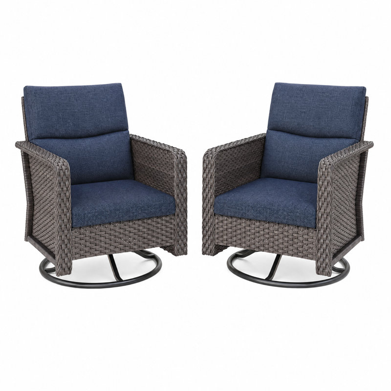 Ensemble de conversation pour patio 2 pièces avec base berçante pivotante, Bleu