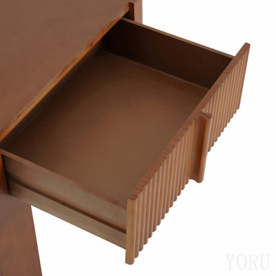 Wood End Table With Drawer, Mid-Century Accent Side Table For Living Room Bedroom, Walnut Finish