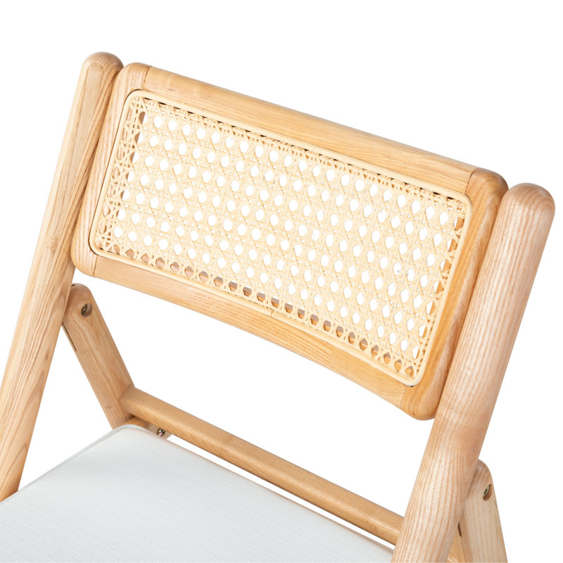 Shaylie Upholstered Seat Folding Dining Chair, Natural/White