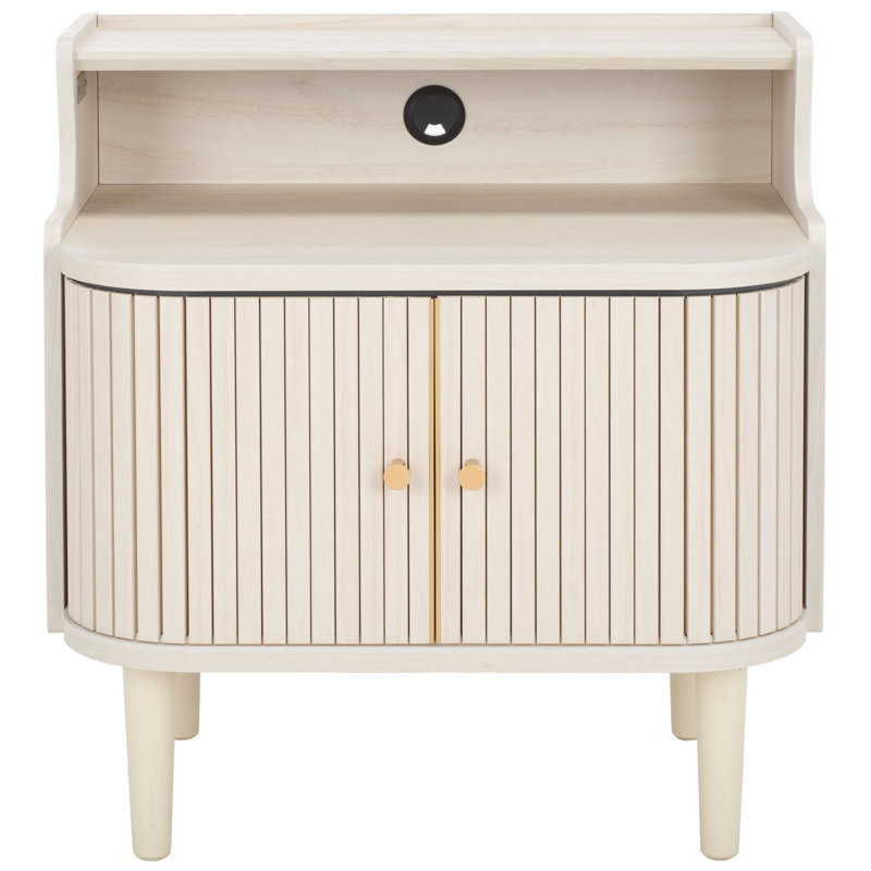 Table de chevet avec bahut Tameka, Blanc décoloré