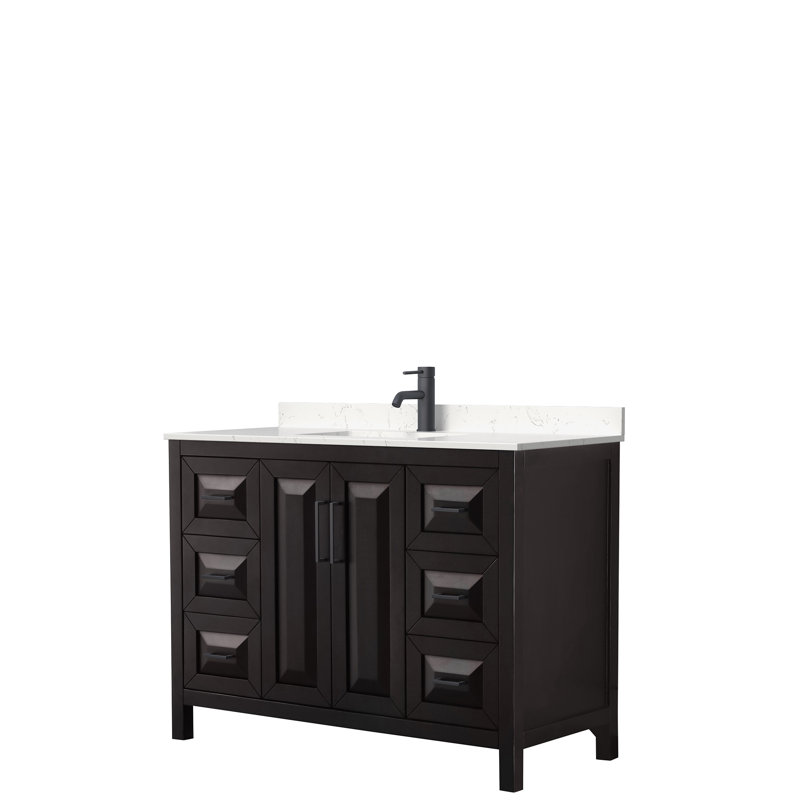 Daria Single Bathroom Vanity Set, Dark Espresso, Matte Black, 48"