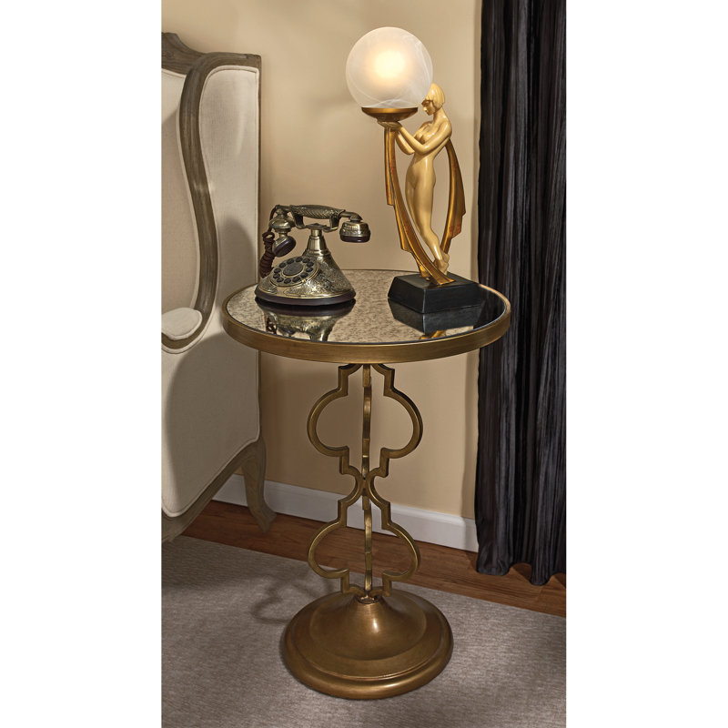Glass Top Pedestal End Table