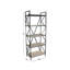 Étagère de rangement en bois brun à 5 tablettes avec cadre en métal noir-1597521516