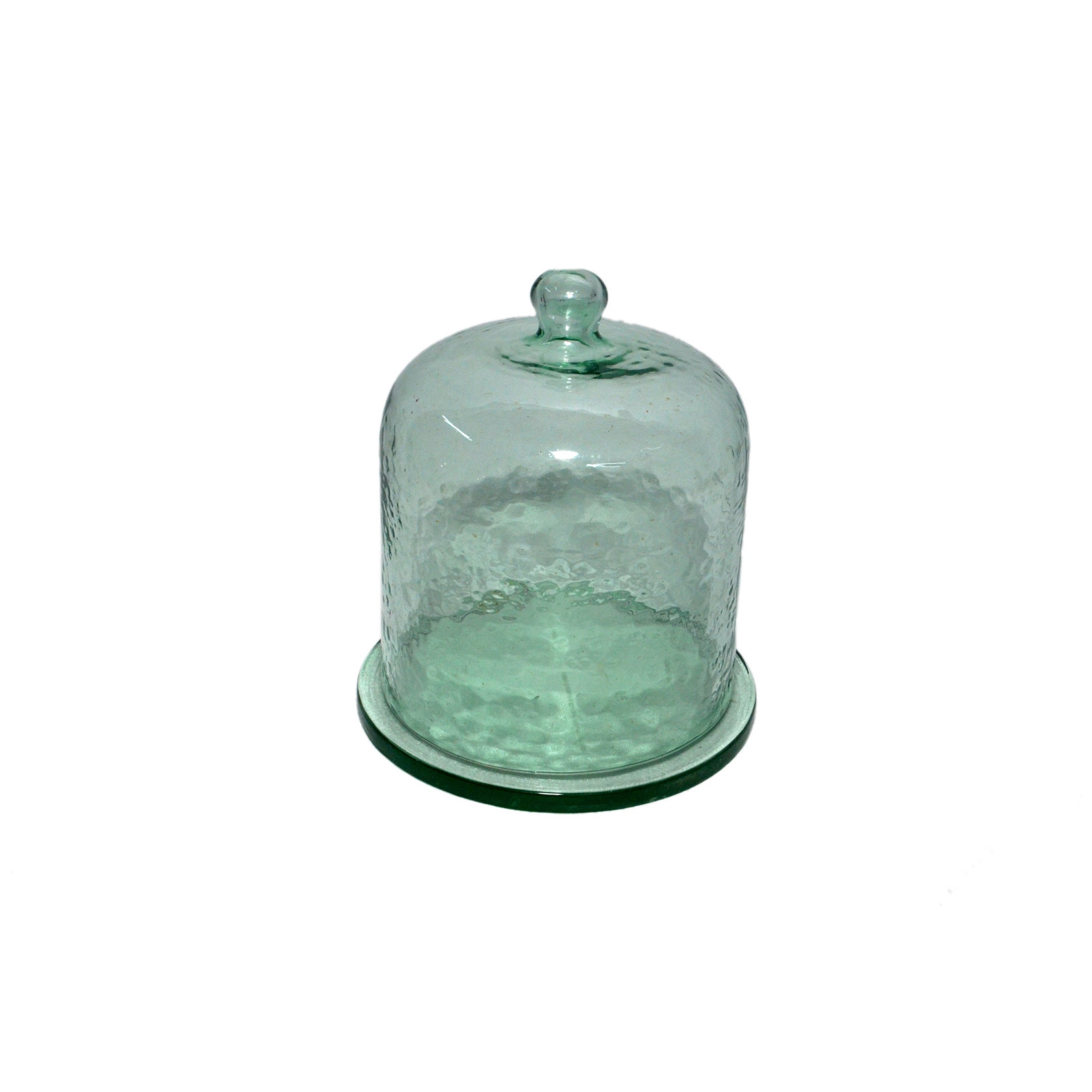 Cake Recycled Glass Dome W/Plate, 6.75" x 6" x 6", Light Green