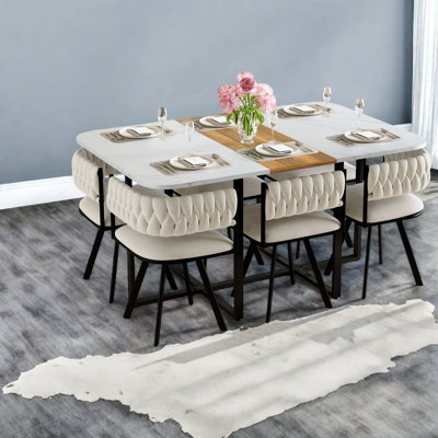 Ensemble de table à manger moderne avec faux marbre, structure en métal, idéal pour les appartements