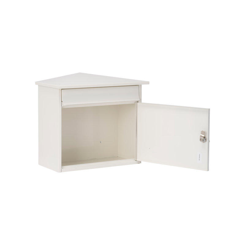 Mersey Wall Mounted Galvanised Steel Lockable Weatherproof Post Box - 39x35x20cm, White