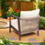 Chaise longue d'extérieur à dossier tissé avec coussins, chaise d'appoint de patio à structure en bois massif-389176386