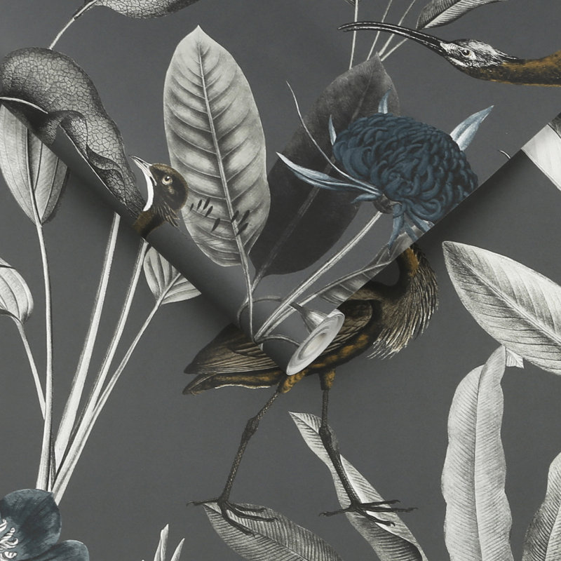 Papier peint floral , Gris foncé