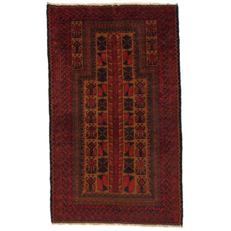 Tapis brun / beige en coton à motif géométrique fait à la main 3 pi 1 po x 5 pi 1 po Lorise