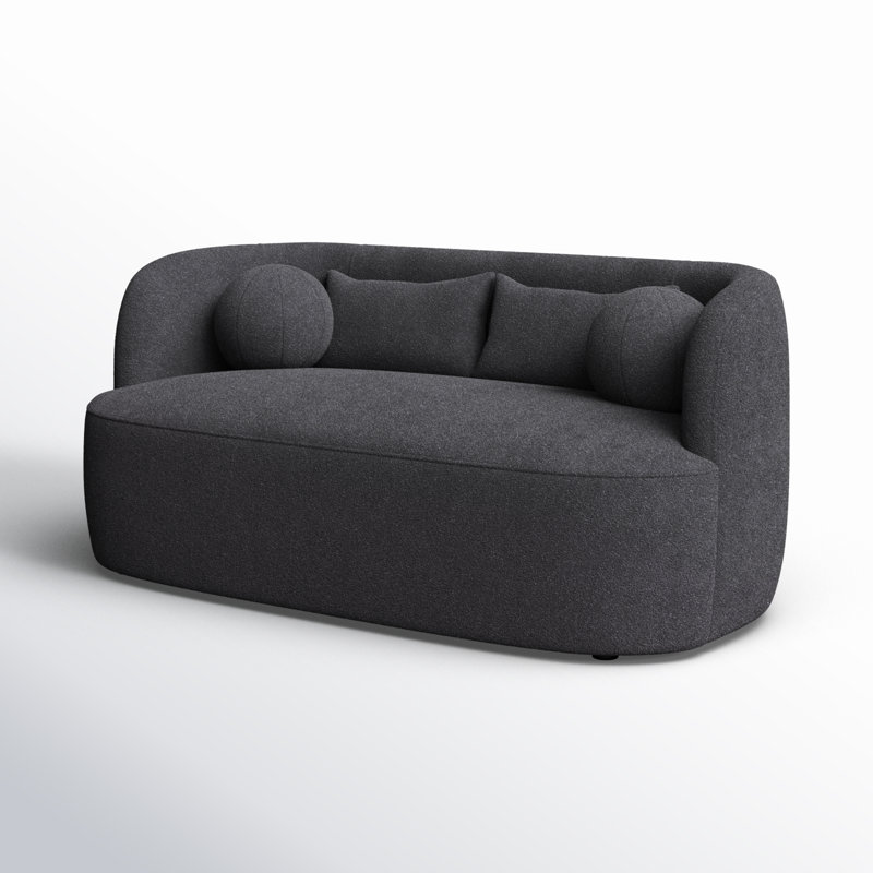 Brinae 68" Wide Boucle Upholstered Loveseat Sofa, Dark Gray Performance Boucle