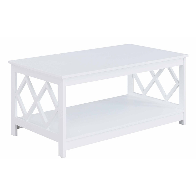 Dimson 39.5" Coffee Table with Shelf, White