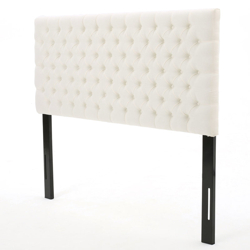 Tufted Upholstered  Headboard With Durable Metal Legs, Ivory