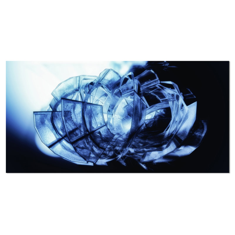 « fractal 3d blue glass pattern », impression sur toile tendue, H 16 po x l 32 po x P 1 po