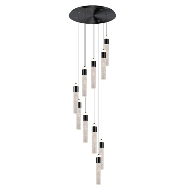 Ivy Bronx Frantisek 10-Light Black Crystal Column Chandelier for Living ...