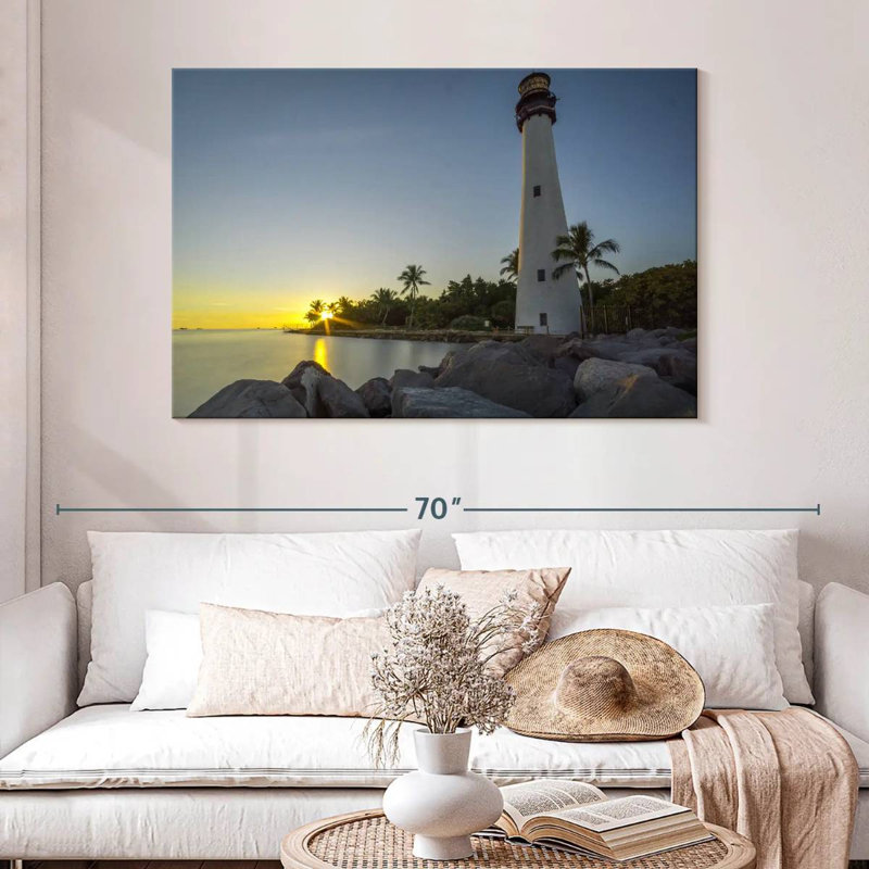 Key biscayne lighthouse sunset Aletra, H 32 po x l 48 po