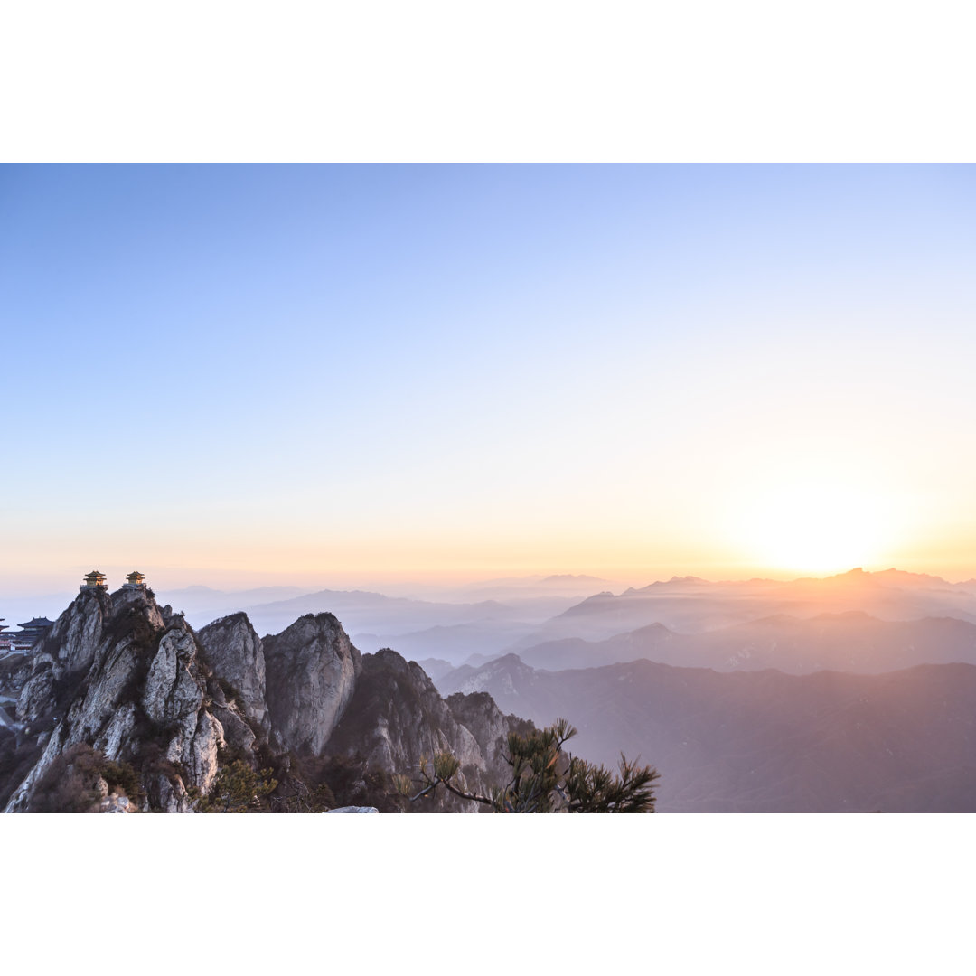 Kunstdruck Mountain Temples von Somethingway - Leinwandbild