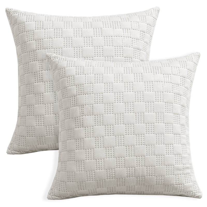 Aspire Homeware Embossed Square Velvet Cushion Covers, WHITE, Pack of 2