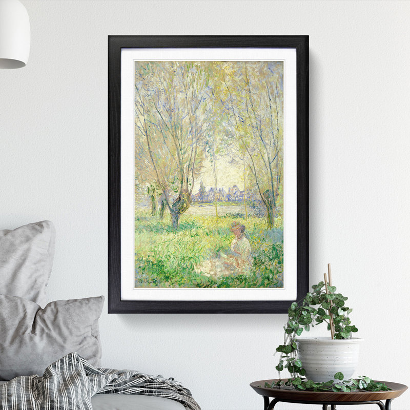 Woman Under the Willows by Claude Monet - Framed Print, 36cm H x 27cm W x 2cm D, Black Framed
