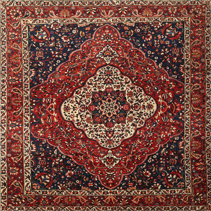 Tapis traditionnel rouge / noir Donan, Rond 4 pi