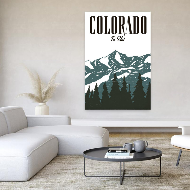 Contemporary Art Bold Retro Serene Pine Tree Forest Landscape Wall Art 1 Piece Wrapped Canvas Wall Art