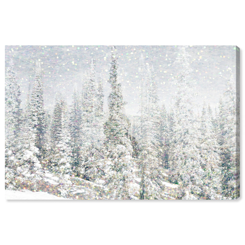 «Magic Snow Trees, Snow Trees Forest Modern White» par Oliver Gal - impression sur toile, H 16 po x l 24 po, Toile tendue
